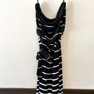 Strapless Black and White Dress